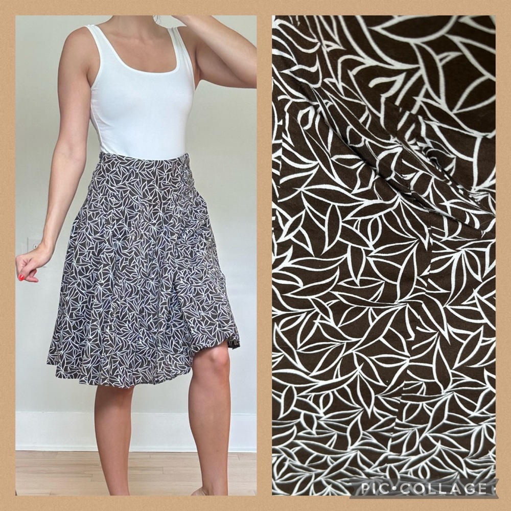 Worthington Brown Floral A-Line Skirt
